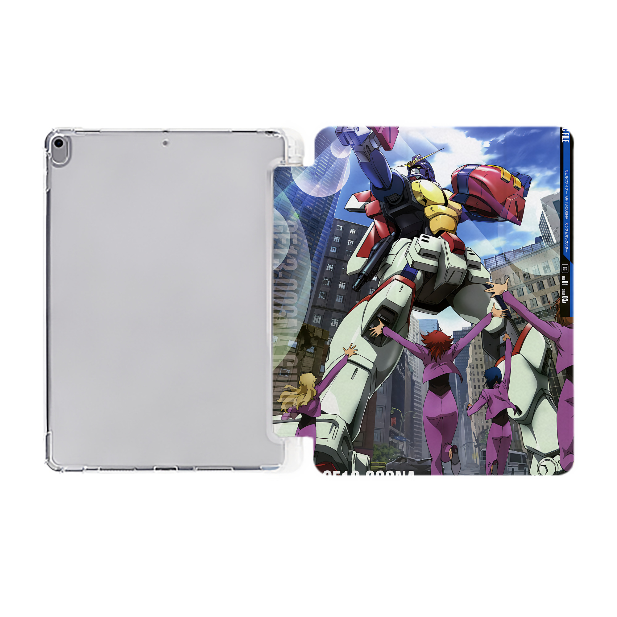 （画像用） 機動戦士ガンダム Mobile Suit Gundam IPad ケース ペン収納付き 三つ折りスタンド PUレザー×シリコン 対応機種9.5/10.5/10.9インチ